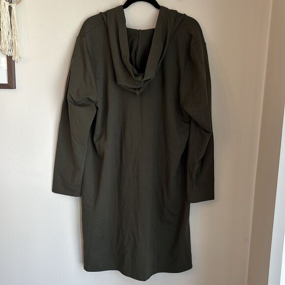 J. JILL WOMEN LONG HOODED POCKET OLIVE GREEN CAPE ROBE JACKET XL EUC PIMA COTTON - Picture 9 of 11